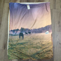 "Horses at Dusk" Duvet Cover, zipper end *gc, clean, stained, dingy
