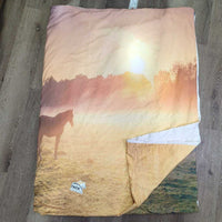 "Horses at Dusk" Duvet Cover, zipper end *gc, clean, stained, dingy
