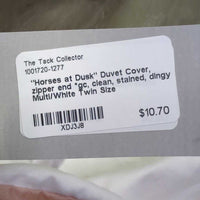 "Horses at Dusk" Duvet Cover, zipper end *gc, clean, stained, dingy
