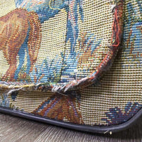 Tapestry Carry On Suitcase, Handle, Wheels *gc, dirty, rubs, frays, snags
