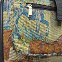 Tapestry Carry On Suitcase, Handle, Wheels *gc, dirty, rubs, frays, snags
