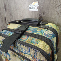 Tapestry Carry On Suitcase, Handle, Wheels *gc, dirty, rubs, frays, snags
