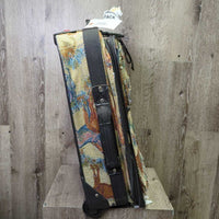 Tapestry Carry On Suitcase, Handle, Wheels *gc, dirty, rubs, frays, snags
