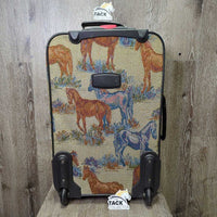 Tapestry Carry On Suitcase, Handle, Wheels *gc, dirty, rubs, frays, snags
