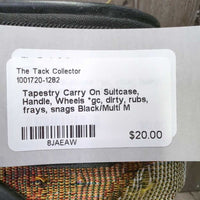 Tapestry Carry On Suitcase, Handle, Wheels *gc, dirty, rubs, frays, snags
