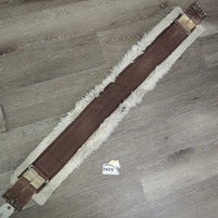 Wide Thick Nylon Web & Fleece Girth, 2x els *gc/fair, clean, dingy, thin, holey, rust, frays, older
