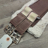 Wide Thick Nylon Web & Fleece Girth, 2x els *gc/fair, clean, dingy, thin, holey, rust, frays, older
