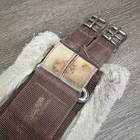 Wide Thick Nylon Web & Fleece Girth, 2x els *gc/fair, clean, dingy, thin, holey, rust, frays, older
