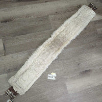 Wide Thick Nylon Web & Fleece Girth, 2x els *gc/fair, clean, dingy, thin, holey, rust, frays, older
