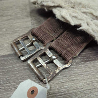 Wide Thick Nylon Web & Fleece Girth, 2x els *gc/fair, clean, dingy, thin, holey, rust, frays, older
