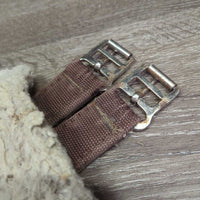 Wide Thick Nylon Web & Fleece Girth, 2x els *gc/fair, clean, dingy, thin, holey, rust, frays, older
