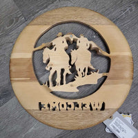 Round Wood Laser Cut "Welcome" Sign *vgc, mnr scratches
