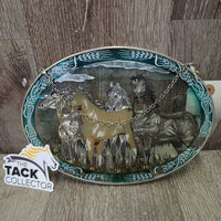 4 Horses Stained Glass Picture, Chain Top *vgc, mnr scratches
