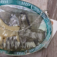 4 Horses Stained Glass Picture, Chain Top *vgc, mnr scratches
