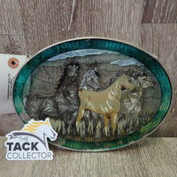 4 Horses Stained Glass Picture, Chain Top *vgc, mnr scratches
