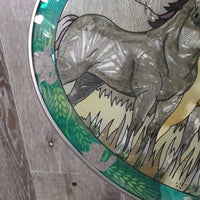 4 Horses Stained Glass Picture, Chain Top *vgc, mnr scratches
