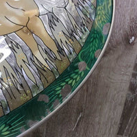 4 Horses Stained Glass Picture, Chain Top *vgc, mnr scratches
