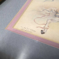 Carousel Horse Painting , Double Matted, Thick Hvy Wood Frame *vgc, dirty, dings, scratches
