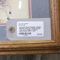 Carousel Horse Painting , Double Matted, Thick Hvy Wood Frame *vgc, dirty, dings, scratches
