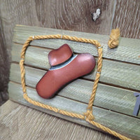 Wood Sign, Top String "Old Cowboys Never Die..." *vgc, chipped edges
