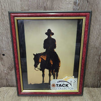 Bronze Cochrane Ranch Cowboy Statue Picture, Framed *gc, dusty, scratches
