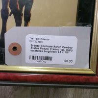 Bronze Cochrane Ranch Cowboy Statue Picture, Framed *gc, dusty, scratches
