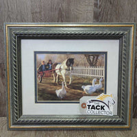 "Northwood Collection" Carriage Pony Painting - Print, Double Matted, Wood Frame *gc, dirty
