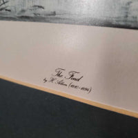 B & W "The Find" Fox Hunt Scen Print by H Alken, Matted & Wood Frame *gc, mnr dirt, ripped back
