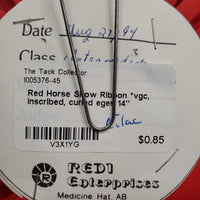Red Horse Show Ribbon *vgc, inscribed, curled eges