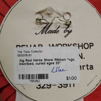 Xlg Red Horse Show Ribbon *vgc, inscribed, curled eges
