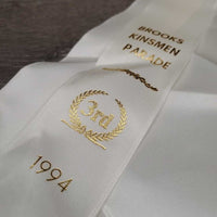 Xlg White Red Horse Show Ribbon *vgc, inscribed, curled eges
