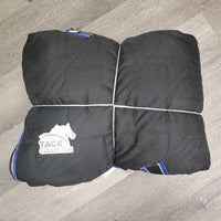 Hvy Stable Blanket, rolled fleece neck, 2 legs *vgc, clean, mnr hair, threads