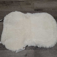 Sheepskin Quilt Half Pad, rolled edges *vgc, clean, mnr stains, clumpy, puckers, threads, bare spots, dingy

