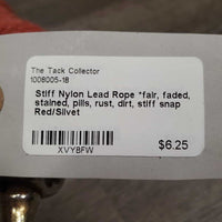Stiff Nylon Lead Rope *fair, faded, stained, pills, rust, dirt, stiff snap
