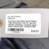 Full Sticky Seat Riding Tight Breeches, Pull On *gc/fair, undone stitching, cracking logos, seam rubs/frays, v.pulled waist
