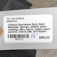 Euro Seat Breeches *gc/vgc, undone seam stitching, hairy velcro, faded, seam puckers, rubs & pills, dirt?stains
