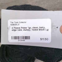 4 Fleece Polos *gc, clean, hairy, edge rubs, clumpy, faded
