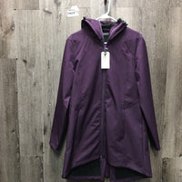 Long Technical Fleece Lined Rider - Coaches Jacket, attached Hood, Back Zip *xc/like new
