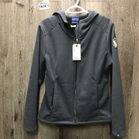Light Fleece Jacket, attached Hood, zip *vgc, mnr dirt & stains