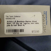 LS Bamboo Merino Wool Shirt, 1/3 Zip Up *vgc/xc, mnr rubs, pills & hair
