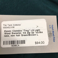 "Trey" LS Light Wool Sweater, 1/4 Zip Up *xc/like new, mnr hair