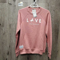 LS Sweatshirt "LOVE" *vgc, mnr hair, rubs, pills, older
