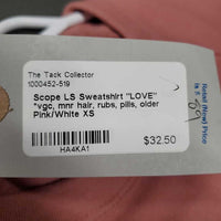 LS Sweatshirt "LOVE" *vgc, mnr hair, rubs, pills, older
