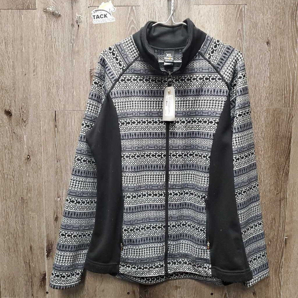 Long Sweatshirt Jacket, zipper *gc, pilly, clumpy, seam rubs, hair & rubs