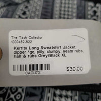 Long Sweatshirt Jacket, zipper *gc, pilly, clumpy, seam rubs, hair & rubs