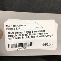 Light Sweatshirt Hoodie Jacket, Zipper *vgc, mnr cuff rubs & dirt, pills & rubs
