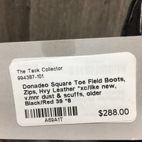 Square Toe Field Boots, Zips, Hvy Leather *xc/like new, v.mnr dust & scuffs, older
