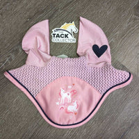 Crochet Ear Bonnet Fly Veil, Satin Trim "Pony Dream" *vgc, clean, mnr stains, snags & rubs
