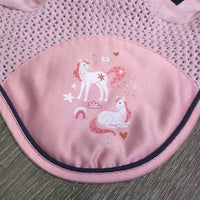 Crochet Ear Bonnet Fly Veil, Satin Trim "Pony Dream" *vgc, clean, mnr stains, snags & rubs
