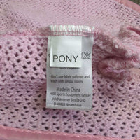 Crochet Ear Bonnet Fly Veil, Satin Trim "Pony Dream" *vgc, clean, mnr stains, snags & rubs
